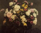 Large Bouquet of Chrysanthemums - 亨利·方丹·拉图尔